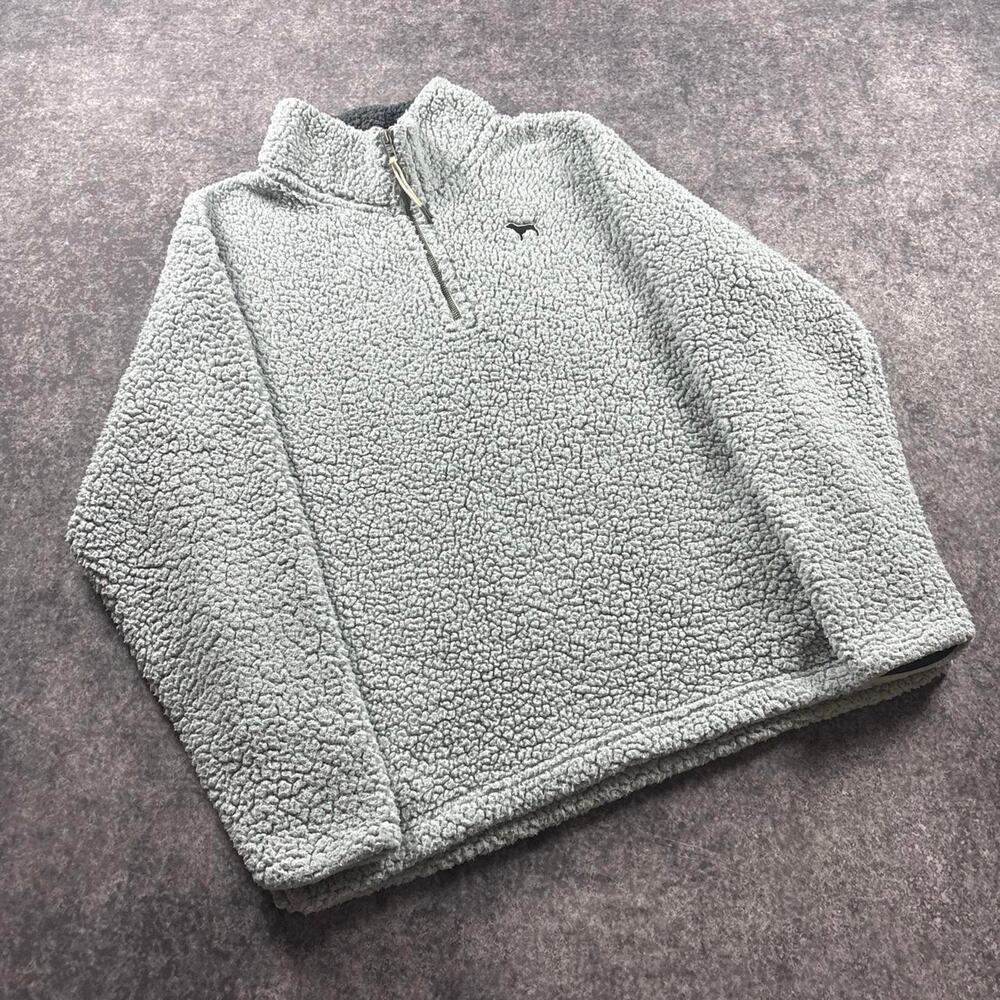 PINK Victoria’s Secret Women’s S Gray Sherpa Quarter Zip Pullover Fleece